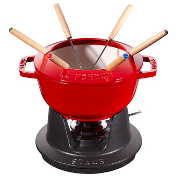 STAUB | SPECIALITIES - Zestaw do fondue - Ø 180mm - Żeliwo - Wiśniowa czerwień - Prime Gastro