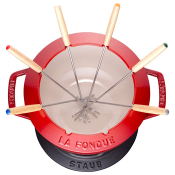 STAUB | SPECIALITIES - Zestaw do fondue - Ø 180mm - Żeliwo - Wiśniowa czerwień - Prime Gastro