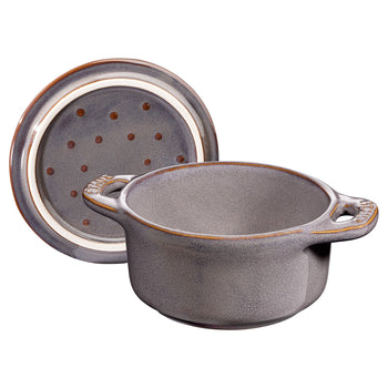 STAUB | CERAMIQUE - Mini Cocotte - Ø 100 mm - okrągła - ceramiczna - szary antyczny - Prime Gastro