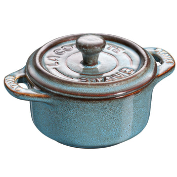 STAUB | CERAMIQUE - Mini Cocotte - Ø 100mm - okrągła - ceramiczna - turkus antyczny - Prime Gastro