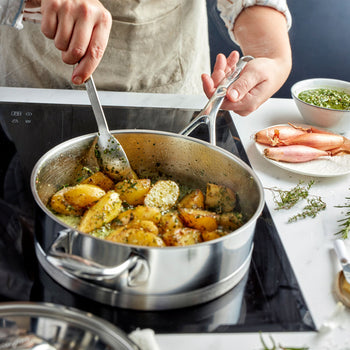 DEMEYERE | ATLANTIS 7 - rondel z uchwytem i pokrywką - niski - Ø 280 mm - stal nierdzewna - Prime Gastro