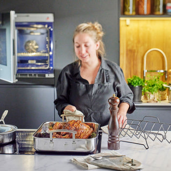 DEMEYERE | INDUSTRY 5 - Brytfanna z rusztem do pieczenia - 390x330mm - Stal nierdzewna - Prime Gastro