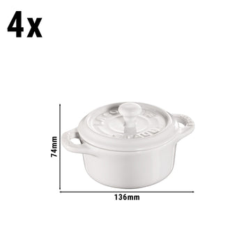 STAUB | CERAMIQUE - Zestaw Cocotte - 4 części - Ø 100 mm - ceramika - kość słoniowa - biały - Prime Gastro