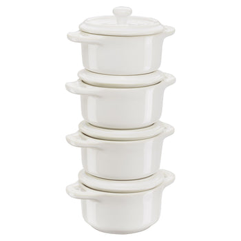STAUB | CERAMIQUE - Zestaw Cocotte - 4 części - Ø 100 mm - ceramika - kość słoniowa - biały - Prime Gastro