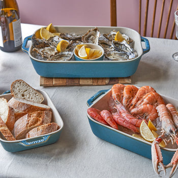 STAUB | CERAMIQUE - Zestaw foremek do piekarnika - 3-częściowy - prostokątny - ceramiczny - turkus antyczny - Prime Gastro