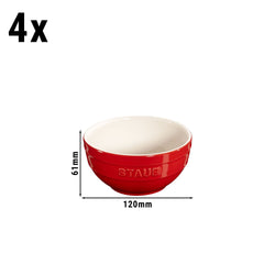 STAUB | CERAMIQUE - 4 - częściowy zestaw misek - Ø 120 mm - ceramika - kolor wiśniowo - czerwony