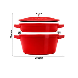 STAUB | STACKABLE SET - zestaw Garnków do gotowania - 2 szt - Ø 240mm - żeliwo - wiśniowa czerwień
