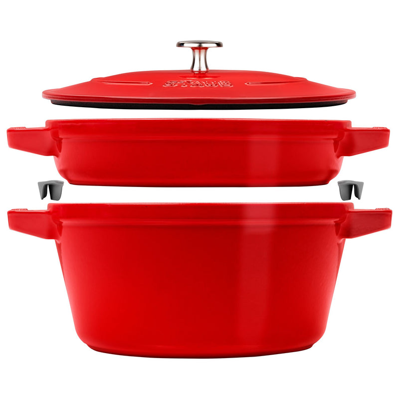 STAUB | STACKABLE SET - zestaw Garnków do gotowania - 2 szt - Ø 240mm - żeliwo - wiśniowa czerwień