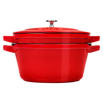STAUB | STACKABLE SET - zestaw Garnków do gotowania - 2 szt - Ø 240mm - żeliwo - wiśniowa czerwień - Prime Gastro
