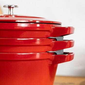 STAUB | STACKABLE SET - zestaw Garnków do gotowania - 2 szt - Ø 240mm - żeliwo - wiśniowa czerwień - Prime Gastro