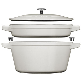 STAUB | STACKABLE SET - Zestaw garnków do gotowania - 2 szt - Ø 240mm - żeliwo - biała trufla - Prime Gastro