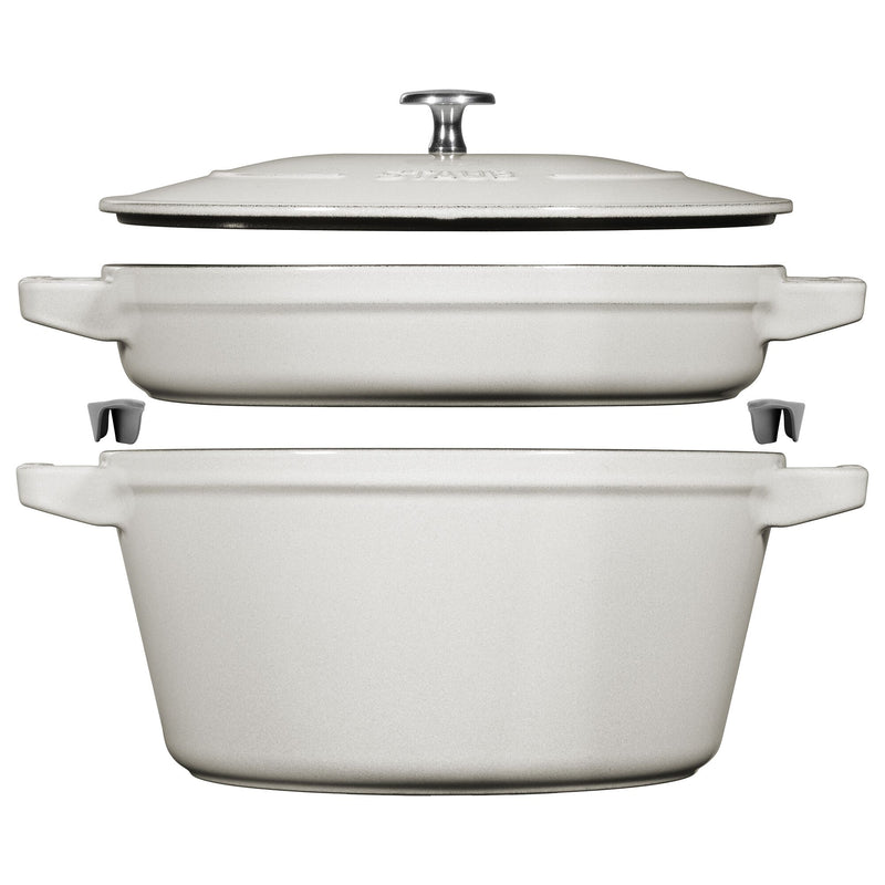 STAUB | STACKABLE SET - Zestaw garnków do gotowania - 2 szt - Ø 240mm - żeliwo - biała trufla