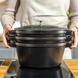 STAUB | STACKABLE SET - Zestaw garnków do gotowania - 3 szt - Ø 240mm - żeliwo - czarny