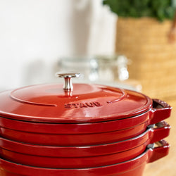 STAUB | STACKABLE SET - Zestaw garnków do gotowania - 3 szt - Ø 240mm - żeliwo - wiśniowa czerwień