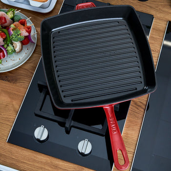 STAUB | PATELNIE GRILLOWE - American Grill - 260x260mm - Żeliwo - Wiśniowa czerwień - Prime Gastro