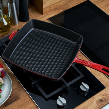 STAUB | PATELNIE GRILLOWE - American Grill - 260x260mm - Żeliwo - Wiśniowa czerwień - Prime Gastro