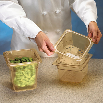 (6 szt.) CAMBRO | H-PAN™ - Żaroodporne pojemniki GN 1/6 - Bursztynowe - Głębokość 150 mm - Prime Gastro