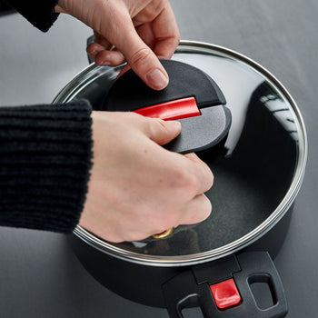 BALLARINI | CLICK & COOK - Zestaw garnków do gotowania z pokrywką - 3 części - Czarny - Prime Gastro