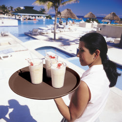 (12 szt.) CAMBRO | CAMTREAD® - Taca z włókna szklanego - okrągła - ø 355 mm - wysoki profil - brązowa