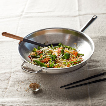 DEMEYERE | APOLLO 7 - Wok z płaskim dnem - Ø 320mm - Stal nierdzewna - Prime Gastro