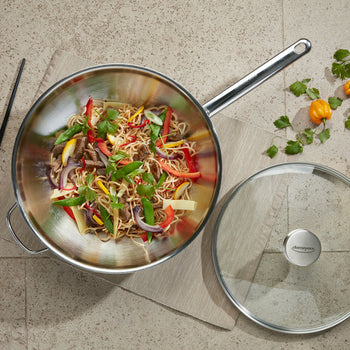 DEMEYERE | APOLLO 7 - Wok z płaskim dnem - Ø 320mm - Stal nierdzewna - Prime Gastro
