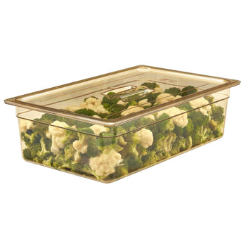 (6 szt.) CAMBRO | H-PAN™ - Żaroodporne płaskie pokrywki GN 1/1 - z uchwytem - bursztynowe - Prime Gastro