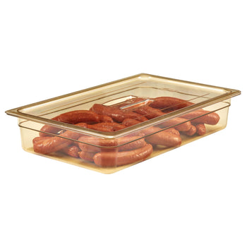 (6 szt.) CAMBRO | H-PAN™ - Żaroodporne płaskie pokrywki GN 1/1 - z uchwytem - bursztynowe - Prime Gastro
