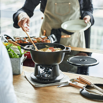 STAUB | SPECIALITIES - Zestaw do fondue - Ø 200mm - Żeliwo - Czarny - Prime Gastro