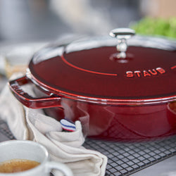 STAUB | BRAISERS - Brytfanna z Chistera Drop - Structure - 240mm - Żeliwna - kolor grenadyna czerwona