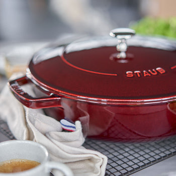 STAUB | BRAISERS - Brytfanna z Chistera Drop-Structure - 280mm - Żeliwna - kolor grenadyna czerwona - Prime Gastro