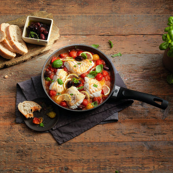 BALLARINI | BOLOGNA GRANITIUM - Patelnia do duszenia z pokrywką szklaną - Ø 280mm - Aluminium - Czarny - Prime Gastro