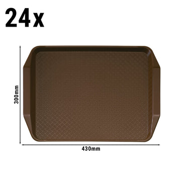 (24 szt.) CAMBRO | Taca do fast foodów - prostokątna - 430x300mm - wysoki profil z uchwytami - brązowa - Prime Gastro