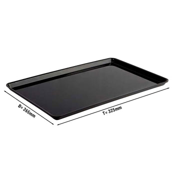Prostokątna taca prezentacyjna - GN 1/2 - 265x325x17mm - Czarna - Prime Gastro
