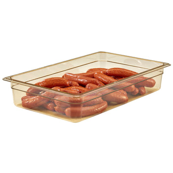 (6 szt.) CAMBRO | H-PAN™ - Żaroodporne pojemniki GN 1/1 - Bursztynowe - Głębokość 100 mm - Prime Gastro
