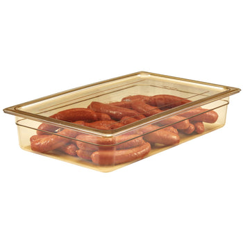 (6 szt.) CAMBRO | H-PAN™ - Żaroodporne pojemniki GN 1/1 - Bursztynowe - Głębokość 100 mm - Prime Gastro