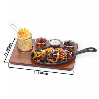 Zestaw do serwowania fajity - 6 częściowy - żeliwna patelnia z uchwytem - Prime Gastro