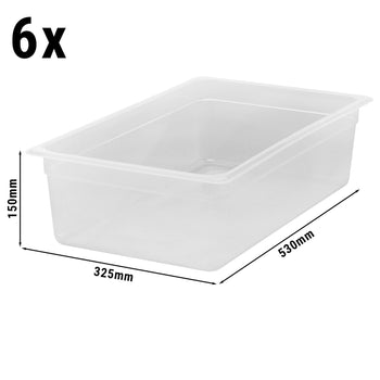 (6 sztuk) CAMBRO | Pojemniki GN z polipropylenu 1/1 – mleczne – wysokość: 150 mm - Prime Gastro