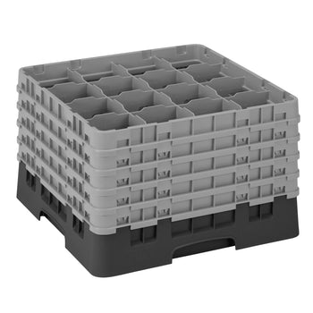 CAMBRO | CAMRACK® - kosz do mycia szklanek 1/1 - 16 przegródek - z 5 przedłużkami - 500x500mm - Czarny - Prime Gastro