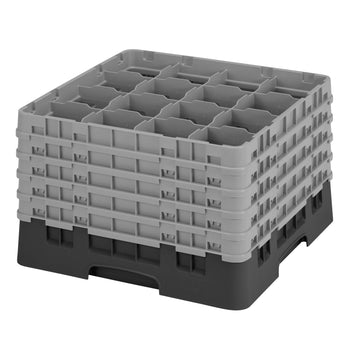 CAMBRO | CAMRACK® - kosz do mycia szklanek 1/1 - 16 przegródek - z 5 przedłużkami - 500x500mm - Czarny - Prime Gastro