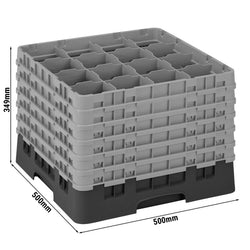 CAMBRO | CAMRACK® - kosz do mycia szklanek 1/1 z 6 przedłużkami - 500x500mm - 16 przegródek - Czarny