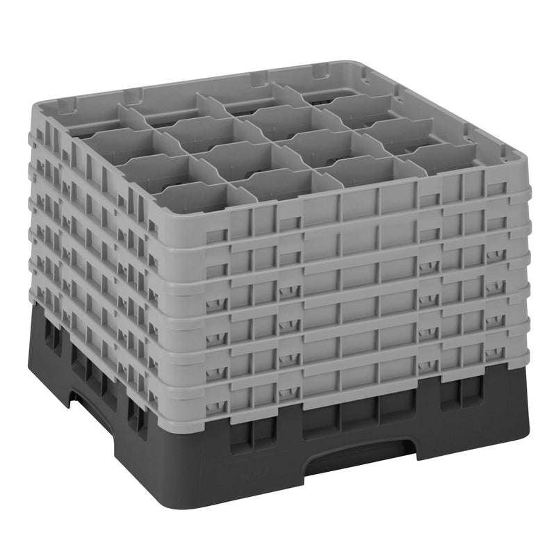 CAMBRO | CAMRACK® - kosz do mycia szklanek 1/1 z 6 przedłużkami - 500x500mm - 16 przegródek - Czarny