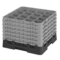 CAMBRO | CAMRACK® - kosz do mycia szklanek 1/1 z 6 przedłużkami - 500x500mm - 16 przegródek - Czarny