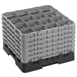 CAMBRO | CAMRACK® - kosz do mycia szklanek 1/1 z 6 przedłużkami - 500x500mm - 16 przegródek - Czarny