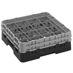 CAMBRO | CAMRACK® - kosz do mycia szklanek 1/1 z 2 przedłużkami - 500x500mm - 16 przegródek - Czarny