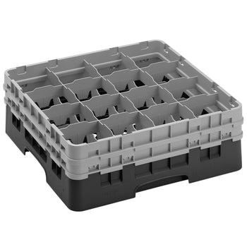 CAMBRO | CAMRACK® - kosz do mycia szklanek 1/1 z 2 przedłużkami - 500x500mm - 16 przegródek - Czarny - Prime Gastro