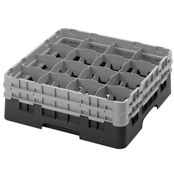 CAMBRO | CAMRACK® - kosz do mycia szklanek 1/1 z 2 przedłużkami - 500x500mm - 16 przegródek - Czarny - Prime Gastro
