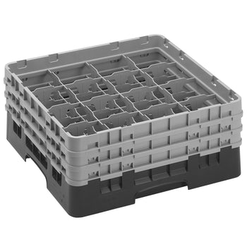 CAMBRO | CAMRACK® - kosz do mycia szklanek 1/1 z 3 przedłużkami - 500x500mm - 16 przegródek - Czarny - Prime Gastro
