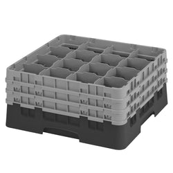CAMBRO | CAMRACK® - kosz do mycia szklanek 1/1 z 3 przedłużkami - 500x500mm - 16 przegródek - Czarny