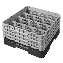 CAMBRO | CAMRACK® - kosz do mycia szklanek 1/1 z 4 przedłużkami - 500x500mm - 16 przegródek - Czarny