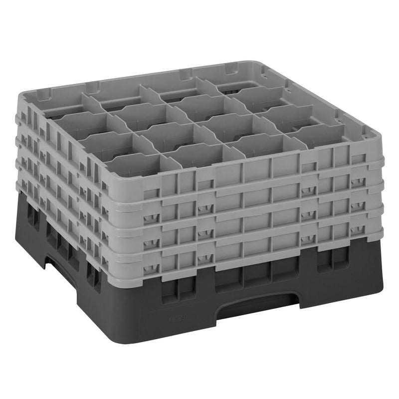 CAMBRO | CAMRACK® - kosz do mycia szklanek 1/1 z 4 przedłużkami - 500x500mm - 16 przegródek - Czarny